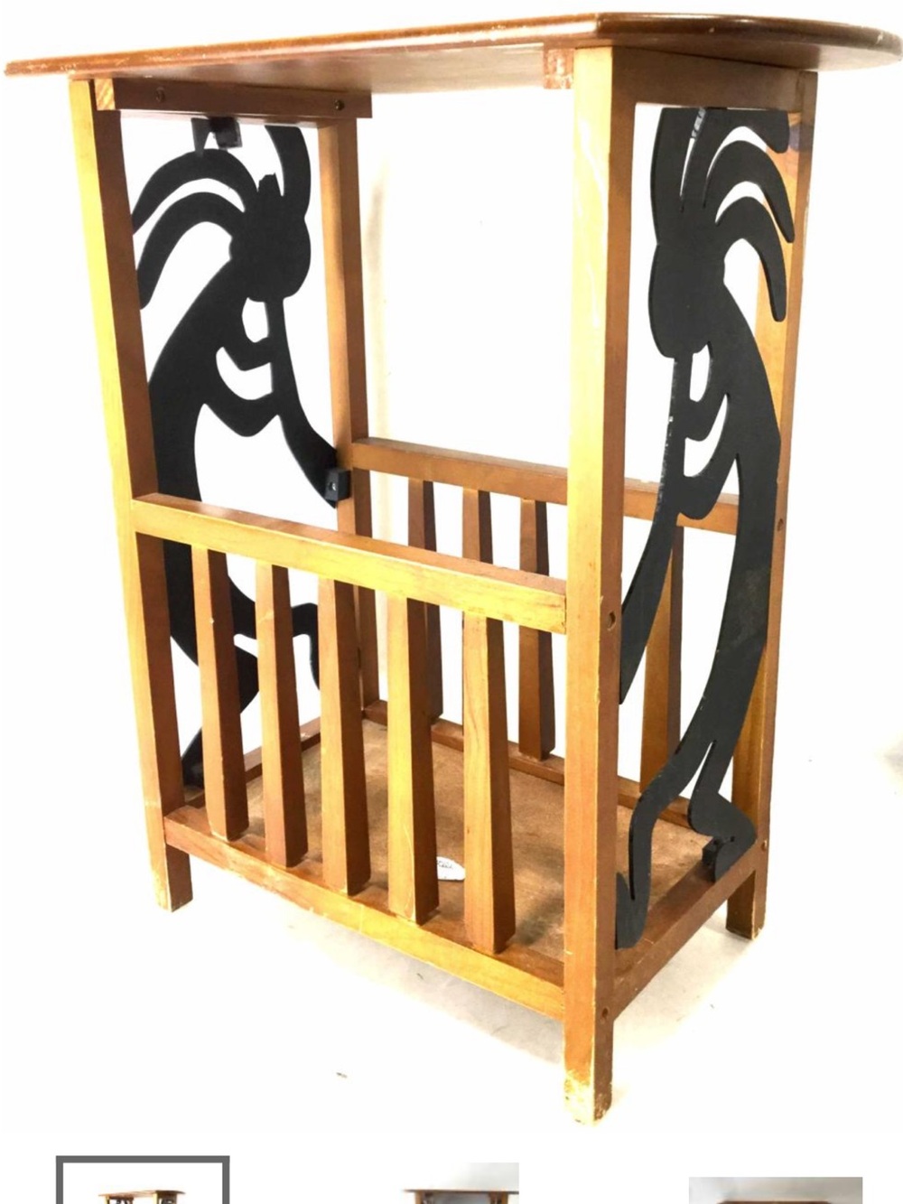 Southwestern kokopelli magazine wood table Honey Brown